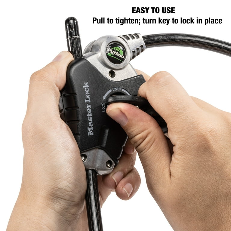 Master Lock Black Python Cable Lock with Key, Adjustable Master Lock Black Python Cable Lock with Key, Adjustable