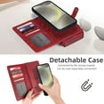 thumbnail image 4 of ShieldFlex Wallet Case Compatible with Samsung Galaxy S25 5G, 13-Card Holder Soft PU Leather Crossbody Wallet Zipper Pocket Magnetic Detachable Phone Cover Fit for Galaxy S25,Red (3 IN 1), 4 of 8