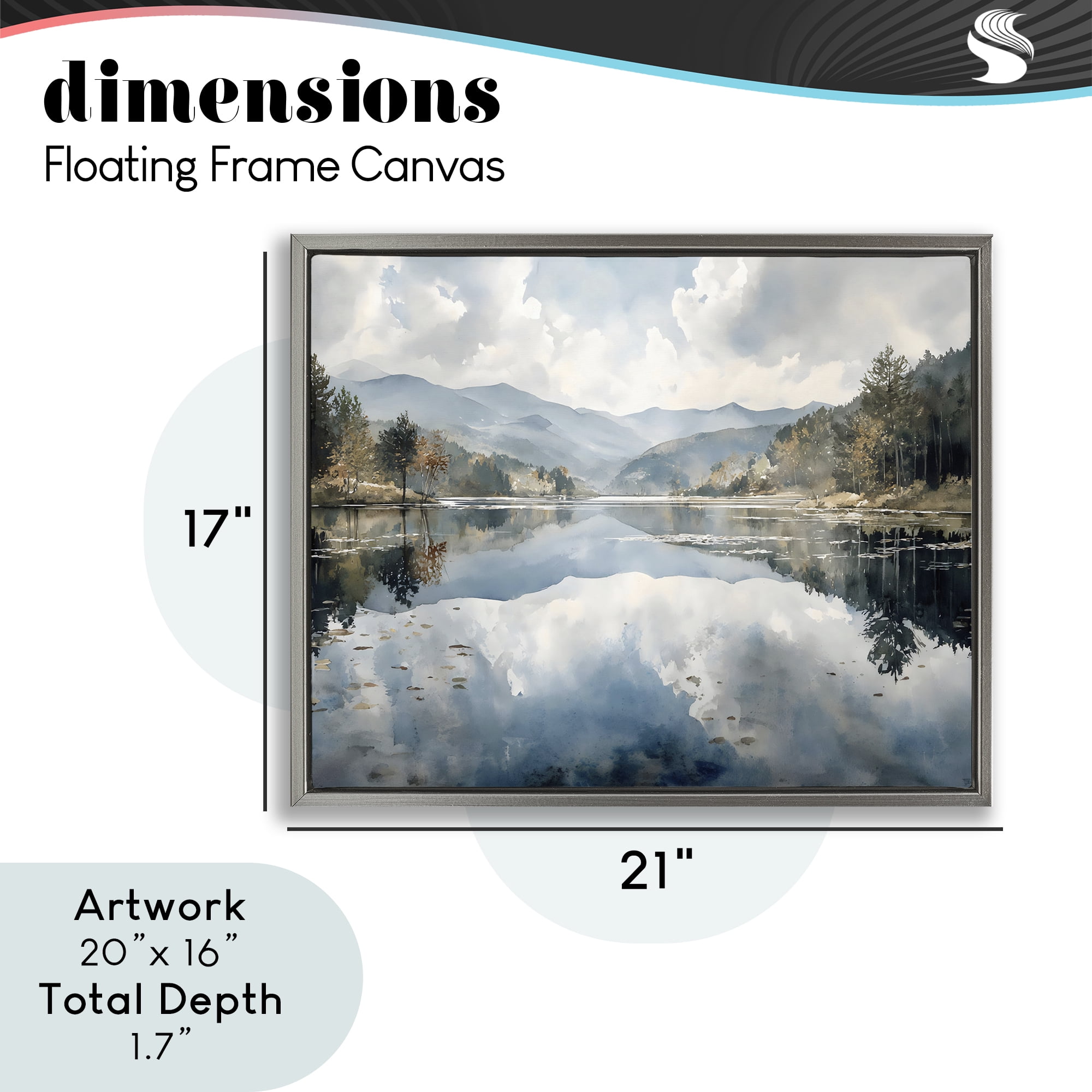 Stupell Industries Nature's Reflection on Mountain Lake Gray Framed Floater Canvas Wall Art, design by Franklyn Gregory