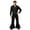 Black, variant on Men Shiny Metallic Shirt and Flared Pants Set, 70s Disco Outfit, Long Sleeve Button‑Down Shirt and Bell Bottom Trousers for Halloween Cosplay Theme Party