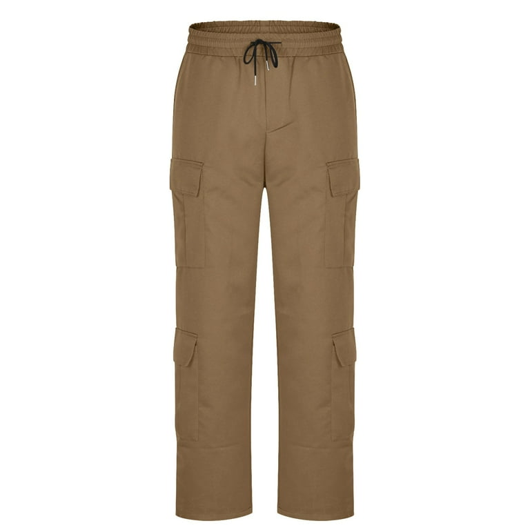Awdenio Work Pants for Men Drawstring Elastic Waist Flap Pockets