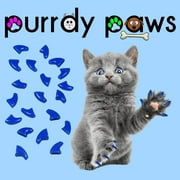 6 Month Supply - Purrdy Paws Blue Soft Nail Caps for Medium Cats Claws - Extra Adhesives