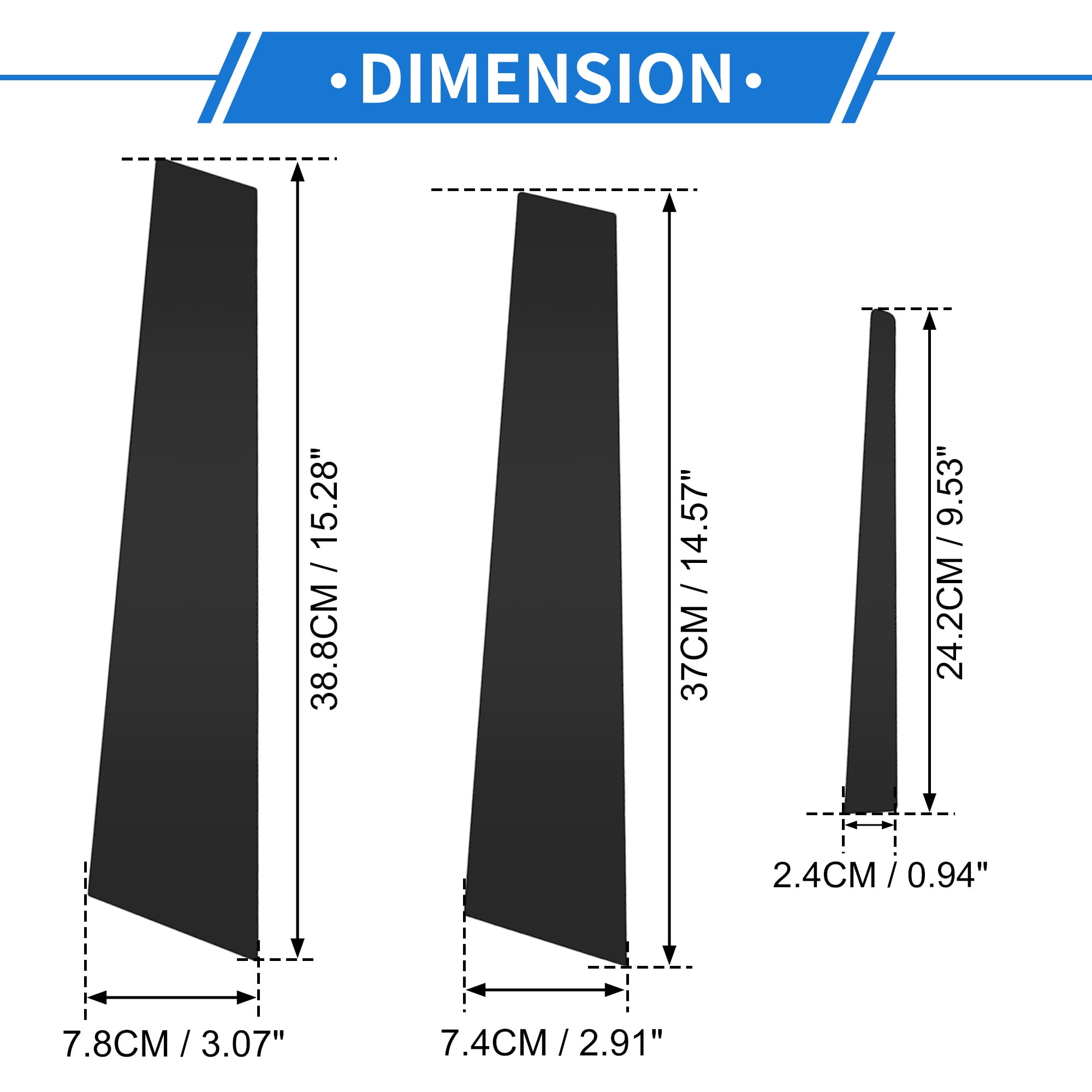 Unique Bargains 6 Pcs Door Pillar Window Trim for Cadillac ATS 2013-2015 Front Rear Black