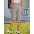 thumbnail image 2 of Fancyglim Bermuda Shorts for Women Summer Casual Loose Comfy Knee Length Drawstring Beach Shorts with Pockets Gray M, 2 of 8