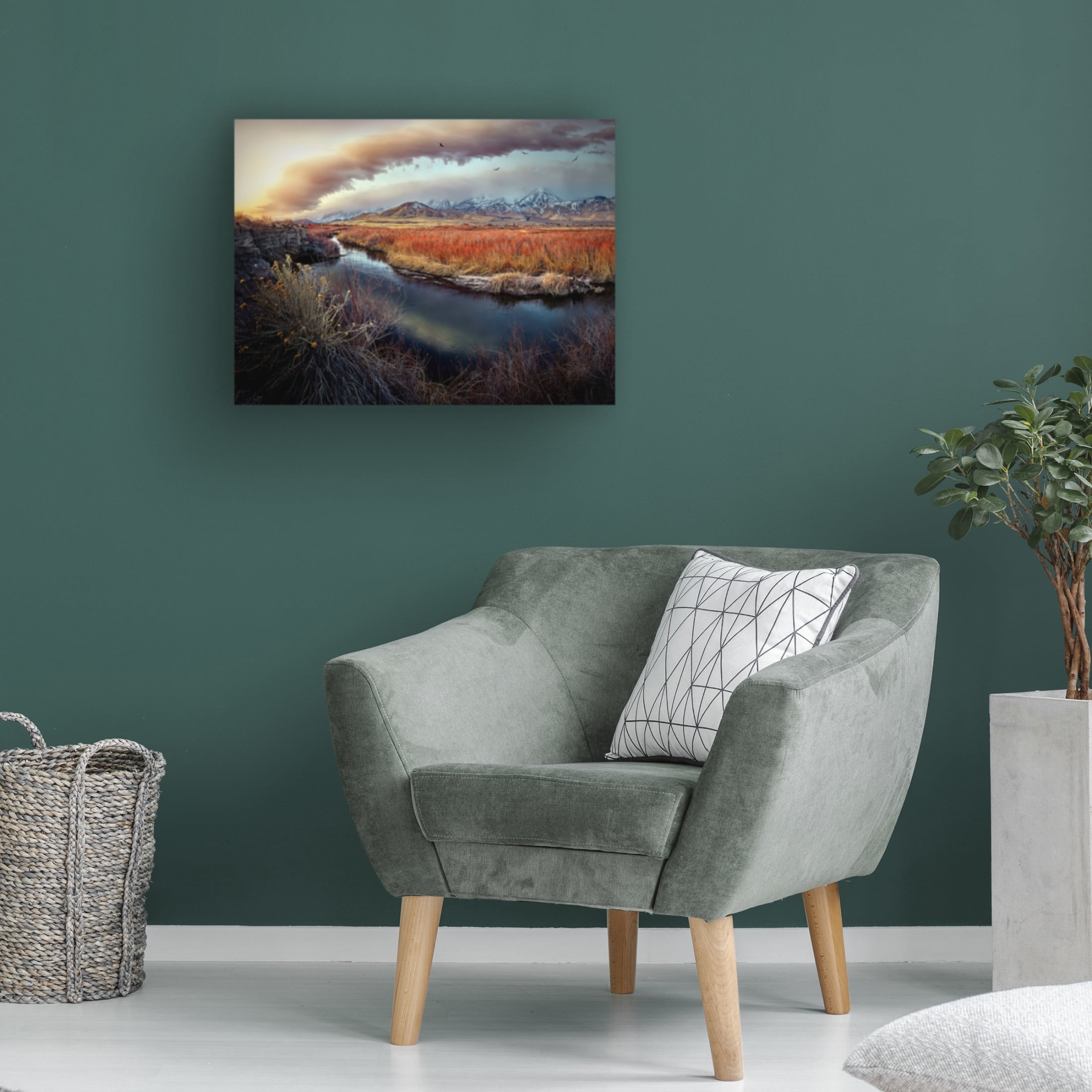 Canvas Wall Art - Kirbyturnage 'Owens River At Sunrise' Wall Art for Living Room, Bedroom, or Office Décor by Trademark Fine Art - 32 x 24 Inches