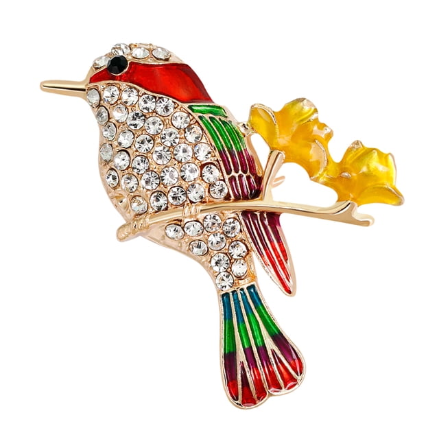 Broche temático de pájaro de de imitación de cristal para decoración de bufanda de vestido de ropa rojo Zulema Broche de alfiler de pájaro
