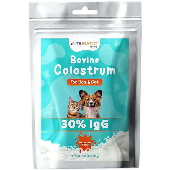 Vitamatic Bovine Colostrum for Dogs and Cats, 90 Grams, 30% Immunoglobulins, Grass Fed