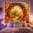 thumbnail image 2 of Sunflower Arch With Pumpkins by Creek, Cozy Rustic Style for Farmhouse Decor Lovers, Harvest Wall Art, Thanksgiving Hostess Gift, Tapestry Wall Hanging for Living Room and Entryway, 2 of 7