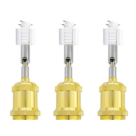 

FSLiving Adjustable Angle Rotated H-Type Track Head Lighting Gold E26 Base Retro Vintage Track Light Fixture for Entryway Gallery Loft Aisle Living Room Kitchen (No Bulb No Track) - Set of 3