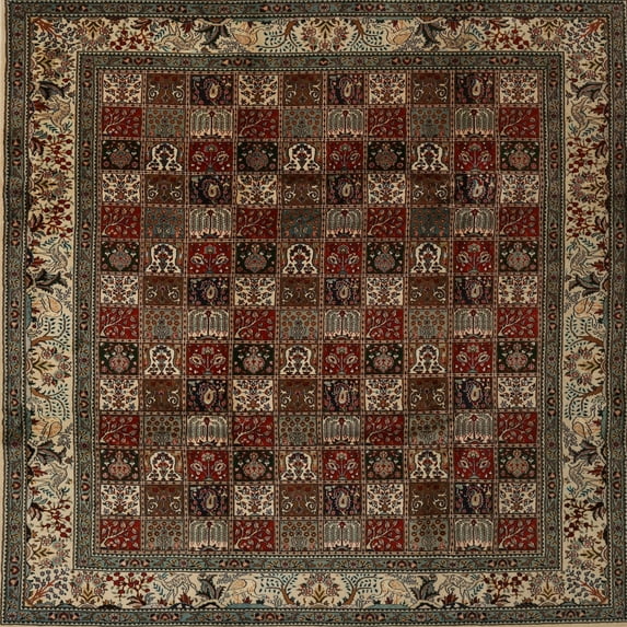 Ahgly Company Indoor Square Traditional Dark Almond Brown Persian Area Rugs, 7' Square