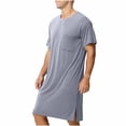 thumbnail image 2 of Naittoop Mens Nightgown Short Sleeve Lounge Sleep Henley Shirt Pajama Big & Tall Nightshirt Comfy Nightwear, 2 of 5