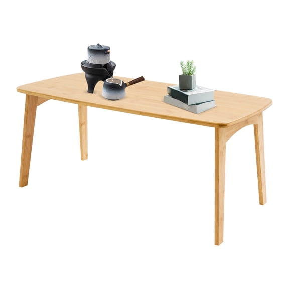 Coffee Table, Solid Wood Folding Coffee Table, Natural Color Foldable Side Table, 31.5x15.75 Inch Top, 13.78 Inch Height, for Living Room, Small Spaces, Easy to Store