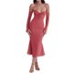 thumbnail image 1 of Sunloudy Vestido Midi Elegante para Mujer, Vestido de Fiesta con Cola de Pescado de Color Sólido y Manga Larga con Escote Halter y Tirantes Halter Sunloudy  moda, 1 of 7