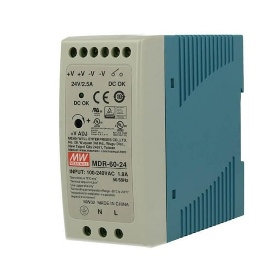 Mean Well Replacement MDR-60-24 AC/DC DIN-Rail Power Supply 24 Volt 2.5 A