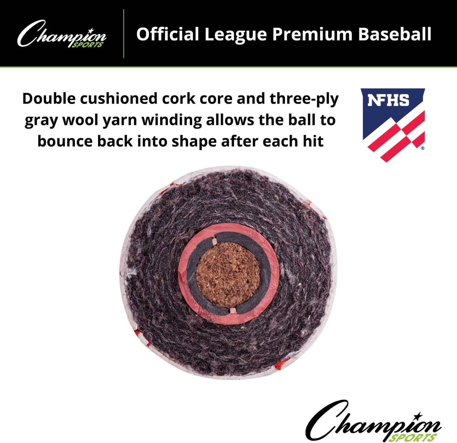 Champion Sports Leather Baseball Set: Dozen Indoor / Outdoor Genuine Leather Official League Baseballs for Practice Training or Real Game - Pack of 12