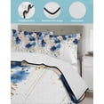 thumbnail image 4 of Navy Blue Spring Floral Full Size Down Alternative Comforter, Lightweight Comforter Quilt Bedding Set with Pillow Shams Farmhouse Butterfly All Seasons Bed Comforter Duvet Insert 78"x90", 4 of 7