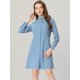 thumbnail image 2 of Allegra K Vestido De Trabajo De Oficina Para Mujer, Elegante, Con Volantes, Cuello Simulado, Vestido Camisero De Un Solo Pecho Azul polvoriento S, 2 of 6