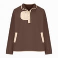 thumbnail image 5 of Towmus Sweatshirt for Women Plus Size Fuzzy Fleece Jacket Color Block Button Long Sleeve Pullover Casual Sweatshirts Tops, 5 of 6