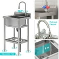 thumbnail image 3 of Stainless Steel Utility Sink, Free Standing Single Bowl Sink with Cold and Hot Water Pipe and Faucet for Laundry Room Kitchen Restaurant Garage, 3 of 7