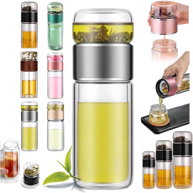 Infusifie Tea Infuser, Infusible Tea Maker, Tea Maker for Loose Leaf Tea, Light Portable Travel Tea Maker with Tea Filter, Portable Tea Water Separation Tea Cup (280ml,Silver)