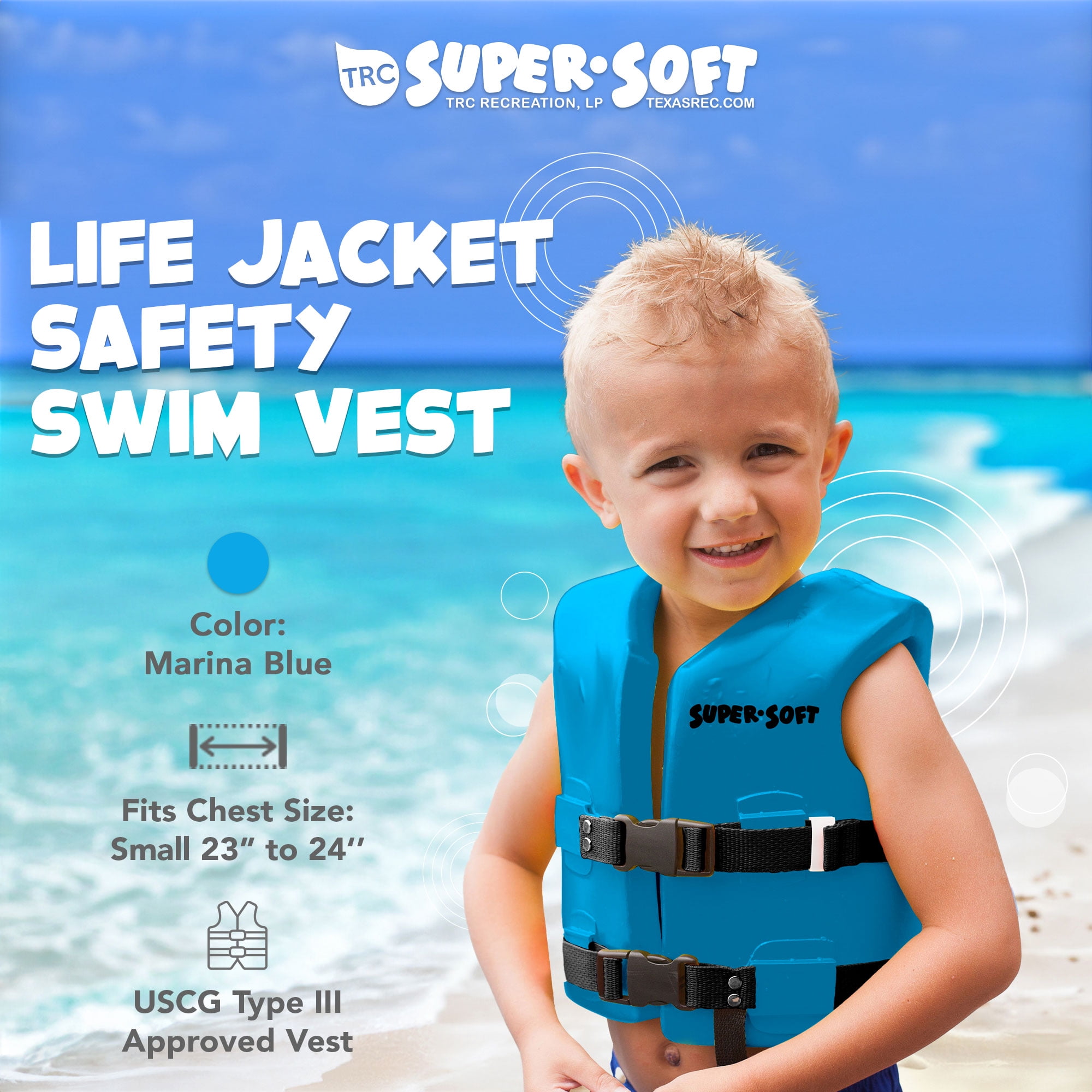 TRC Recreation Super Soft Child Life Jacket Vest, Medium, 2 Pack, Blue