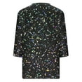 thumbnail image 5 of V Neck 3/4 Sleeve Tops for Women Plus Size Fashion Sequins Tunic T Shirts Party Glittery Fall Blouses (Black,S), 5 of 5