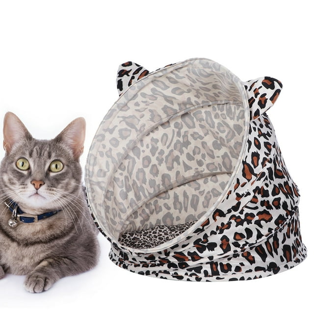 Casa para gatos plegable, transpirable, suave, con cojín, nido, túnel de juego