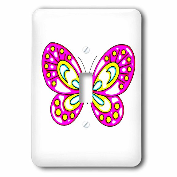 3dRose, Pretty Pink and Green Butterfly, single toggle switch