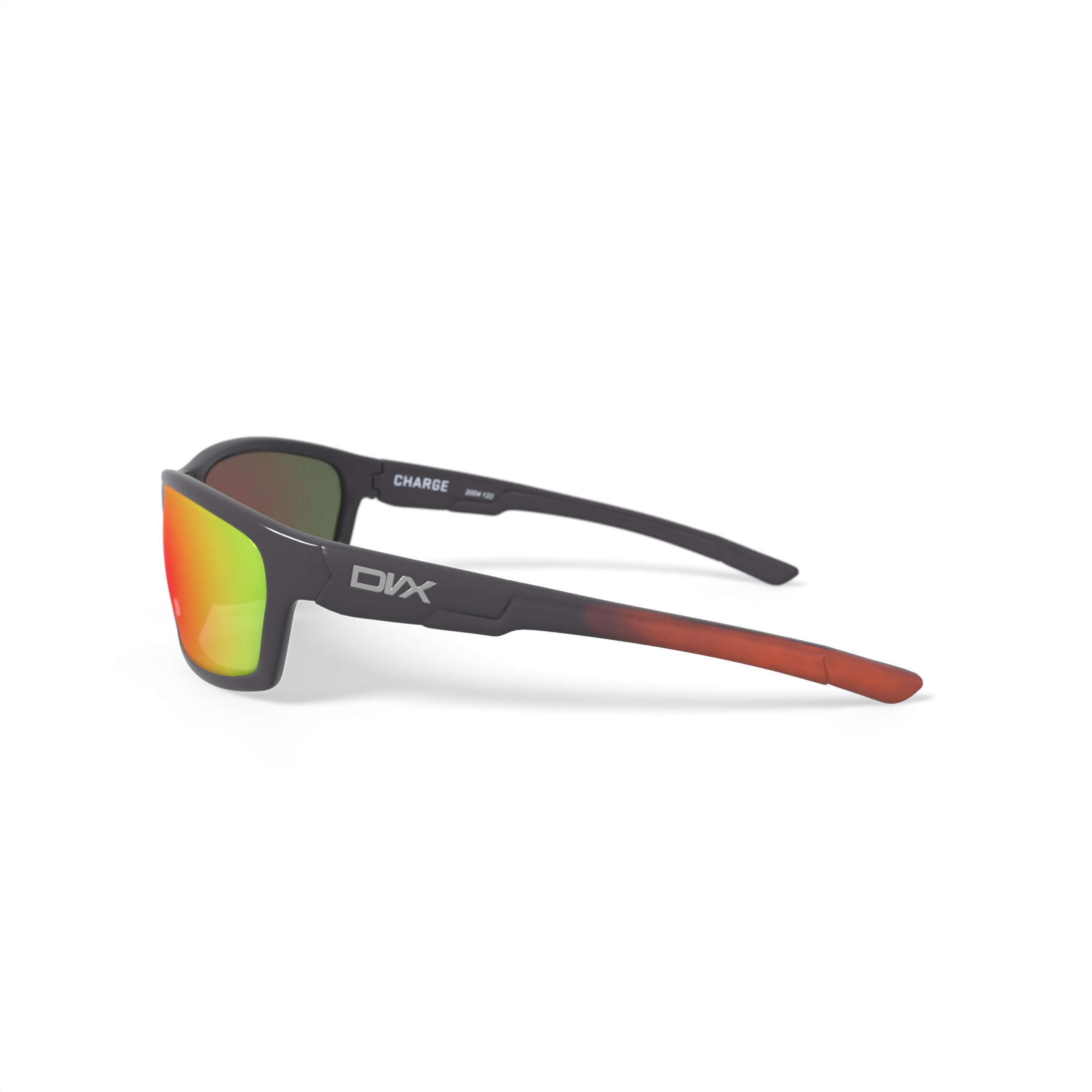 DVX Charge Optical Prescription Sunglasses, Orange Mirror Lenses/Gloss Black Frame with Orange Tips, OSHA Compliant ANSI Z87.1