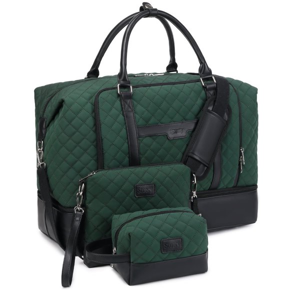 Bolsa de fin de semana Stuery para mujer con compartimento para zapatos y artículos de aseo