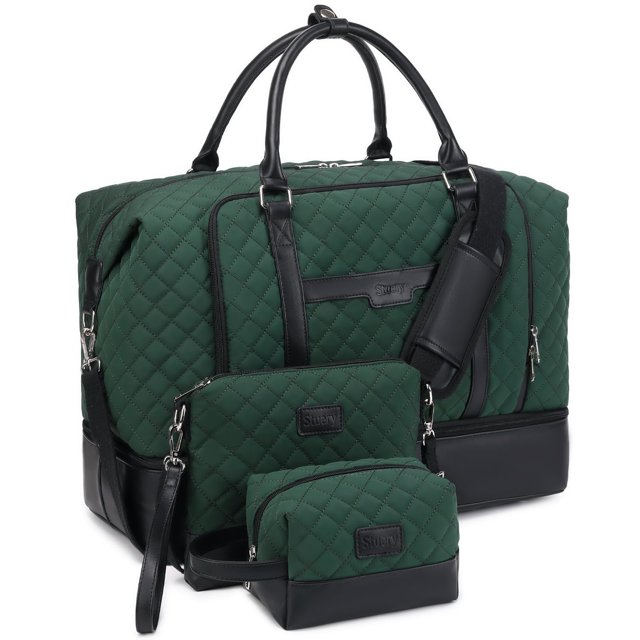 Bolsa de fin de semana Stuery para mujer con compartimento para zapatos y artículos de aseo