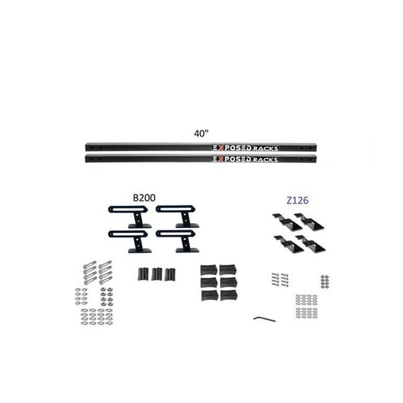 Exposed Rack 8009680BK 40 in. Solid Black B200-Z126 Crossbars, Set of 2