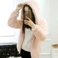 thumbnail image 4 of BiZtdJrK Sherpa Hooded Jackets for Women Fuzzy Full Zip Long Sleeve Winter Sweatshirt Jacket Comfy Solid Casual Outerwear Pink XL, 4 of 5
