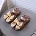 thumbnail image 2 of Tigivemen Toddler Girls Sandals Summer Water Shoes Casual Open Toe Beach Shoe Princess Girl Dressy Sandal with Bow Gold Size 6, 2 of 8