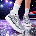 thumbnail image 2 of Ticikt Women's Glitter Platform Athletic Tennis Walking Shoes Sparkly Sequin Lightweight Non Slip Casual Comfort Fashion Sneakers,Color:Silver,Size:8, 2 of 9