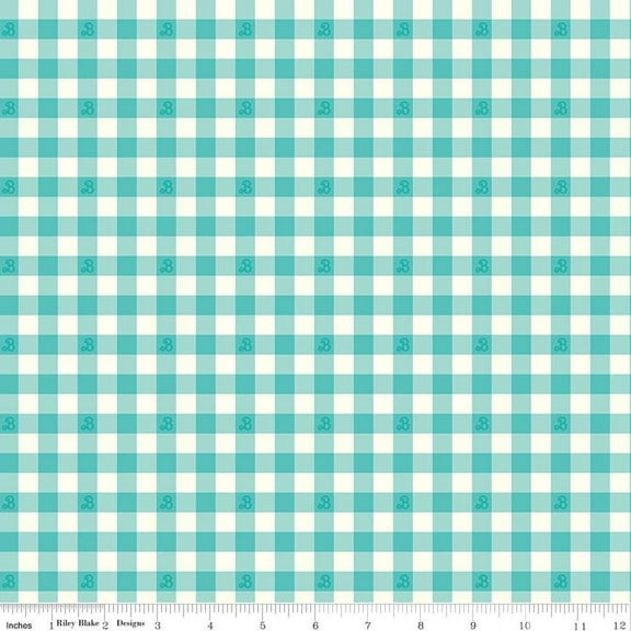 Barbie World Barbie Gingham Teal Cotton Fabric (1 Yard)