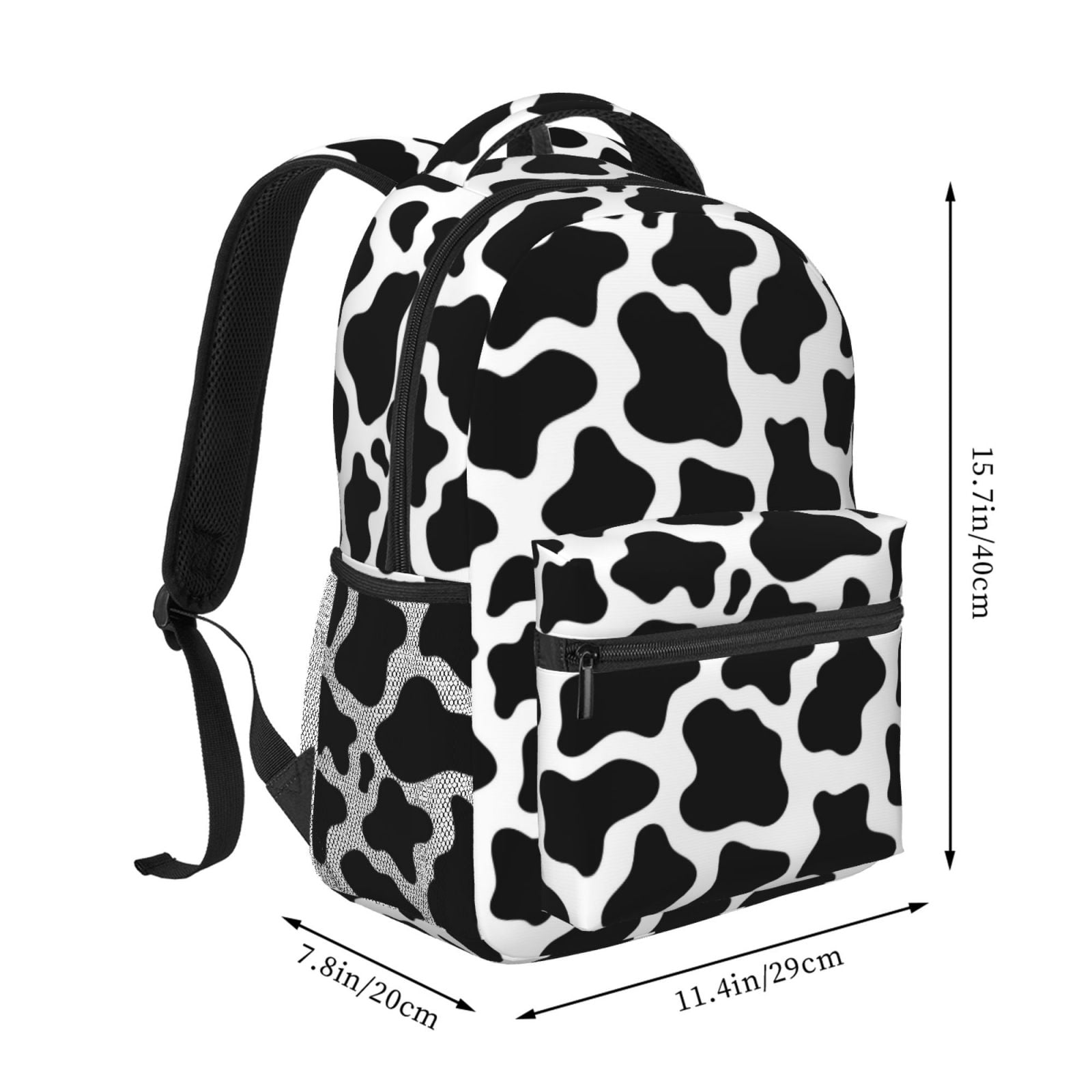 Defioc Cow Print Black White Pattern Laptop Backpack,Travel Backpack Outdoor Activities Bag Daypack for Travel Hiking Shopping Daily