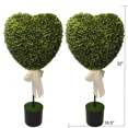 thumbnail image 3 of Boxwood Heart with Bow Topiaries, Green & White, 32", 2 Count, Valentine's Day, 3 of 7
