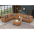 thumbnail image 5 of Devion Furniture Ella Faux Leather Modular Sectional Sofa with ottoman and cupholder console, 5 of 11
