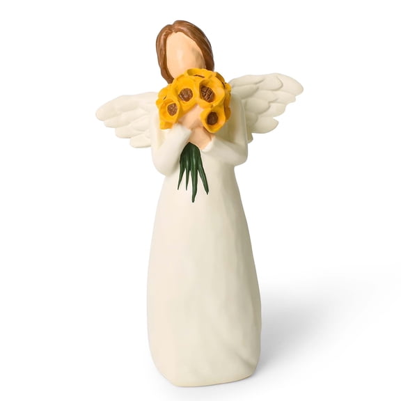 Guardian Angel Figurines, Sunflower Gifts for Women, Holding Flowers Angel Statue for Flower Lovers