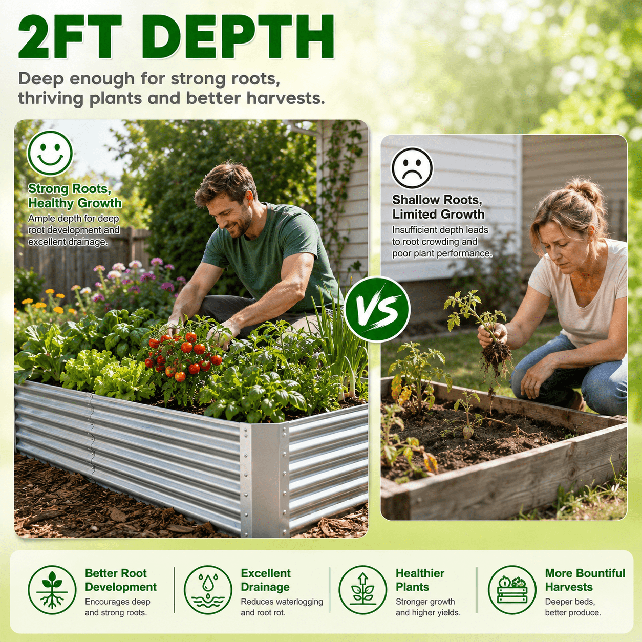 Galvanized Raised Garden Beds Outdoor 1 Pack 8×2×2ft UNTIMATY Metal Raised Garden Bed for Gardening Gifts, Galvanized Steel Planter Box for Vegetables, Silver