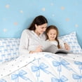 thumbnail image 5 of meiyoeat Blue Bowknot 7Pcs Queen Bedding For Kids Girls,Cute Ribbon Bows Bedding Comforter Set Queen For Bowtie Lovers,Reversible, 5 of 7