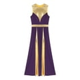 thumbnail image 3 of Doomiva Women Metallic Gold Praise Dance Dress Full Length Liturgical Lyrical Dancewear Worship Dress Purple M, 3 of 7
