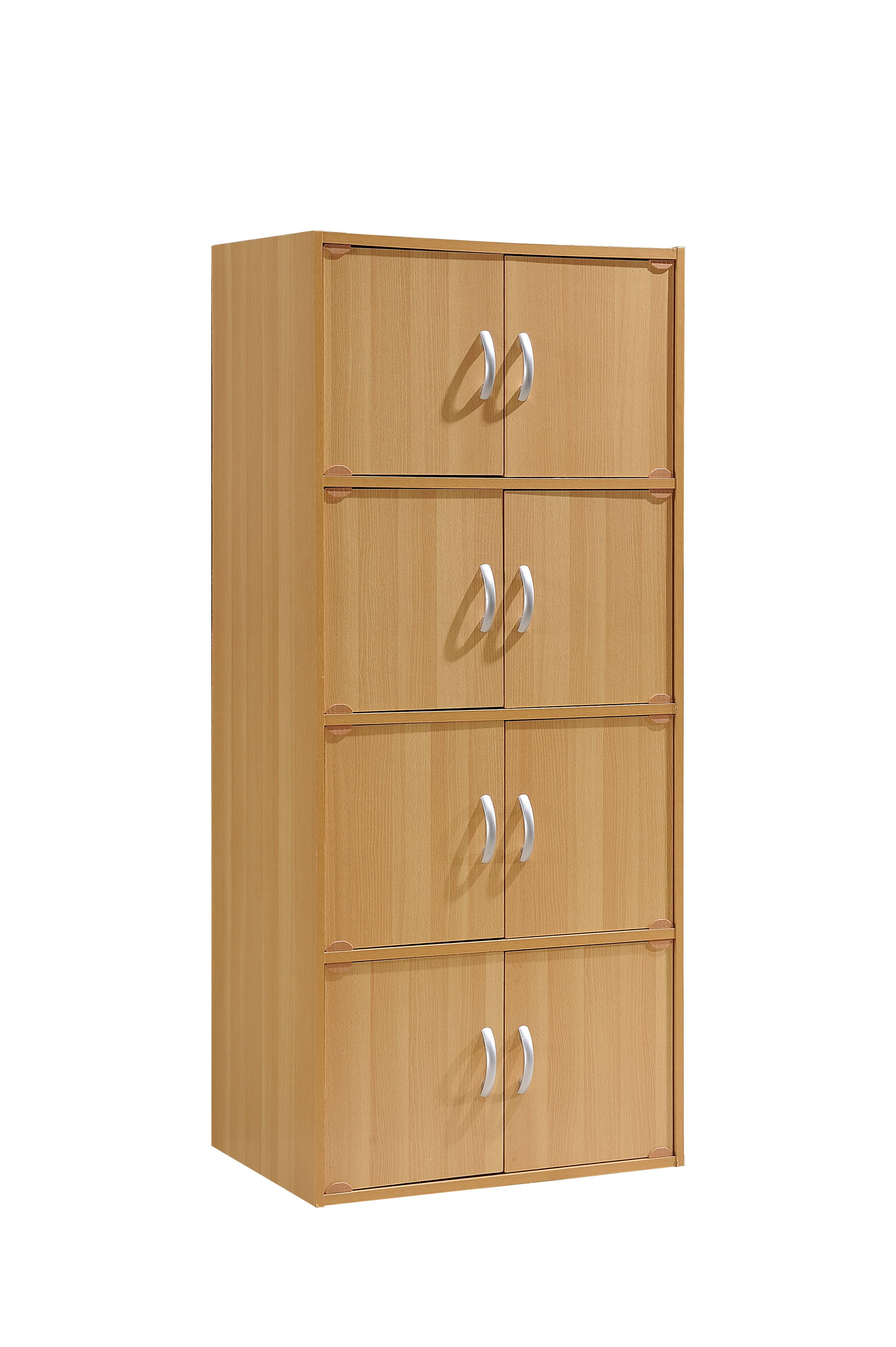 Hodedah 4-Shelf, 8-Door Multipurpose Cabinet, Multiple Colors