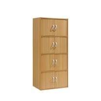 Hodedah 4-Shelf, 8-Door Multipurpose Cabinet, Beech