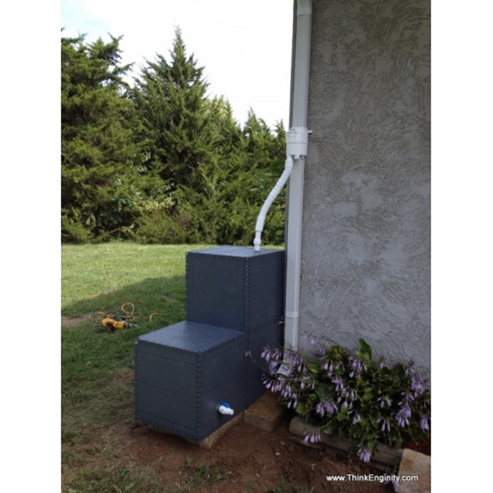 BuildaBarrel 100Gallon Tank with Rain Reserve Diverter, Grey