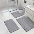 thumbnail image 3 of MeyJey Bathroom Rugs Set of 4 Piece, Bath Mats, Microfiber Non Slip Shaggy Ultra Soft Bathroom Runner with U Shaped Contour Toilet Mat for Bathroom, Shower Inside Floor, Gray, 3 of 16