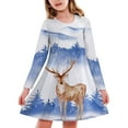 thumbnail image 2 of XEGLSBU Girls Dresses Size 10-12 Long Sleeve Long Sleeve Dress for Girls and Children Christmas Print Fashion Dress Casual Dresses for Girls White-a Size 8-9 Years, 2 of 3