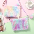 thumbnail image 4 of Jiibva Soft Plush Shoulder Bag Colorful Rainbow Handbags Crossbody Bags Envelope Package with Adjustable Shoulder Straps, 4 of 7