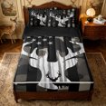 thumbnail image 2 of Erosebridal Rustic Camo Deer Zipper Twin Comforter Sets with Fitted Sheet and 2 Pillowcases for Women Men, Retro Star Striped Flag Zipper Bedding Set, Black Reversible, 4-Piece, 2 of 7